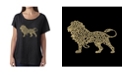 LA Pop Art Women's Dolman Cut Word Art Shirt - Lion